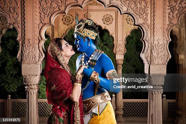 intimate lord krishna and radha - krishna bildbanksfoton och bilder