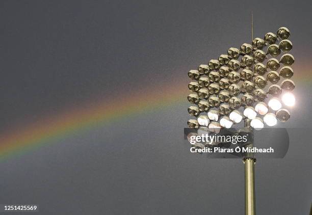 Dublin , Ireland - 10 April 2023; A general view of a floodlight before the SSE Airtricity Men's Premier Division match between Shamrock Rovers and...