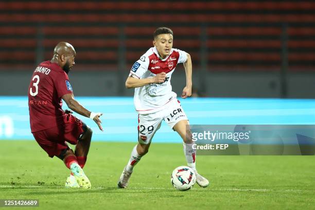 Arnold TEMANFO - 29 Salim BEN SEGHIR during the Ligue 2 BKT match between Annecy and Valenciennes on April 10, 2023 in Annecy, France.