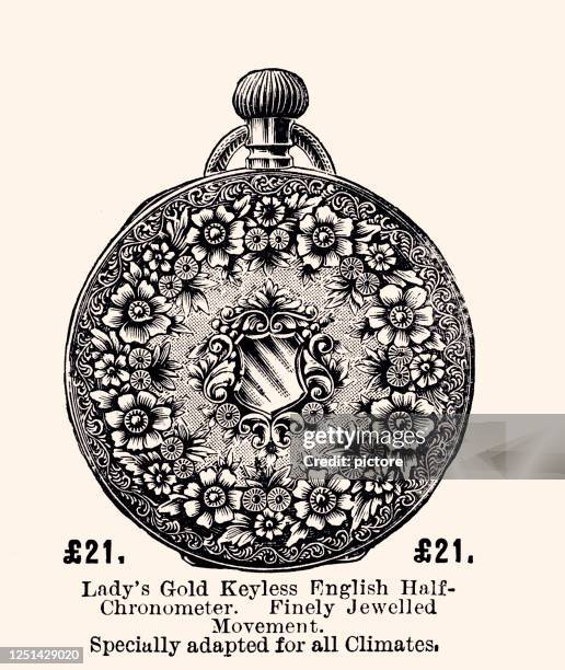 lady's pocket watch (xxxl) - uhrmacher stock-grafiken, -clipart, -cartoons und -symbole