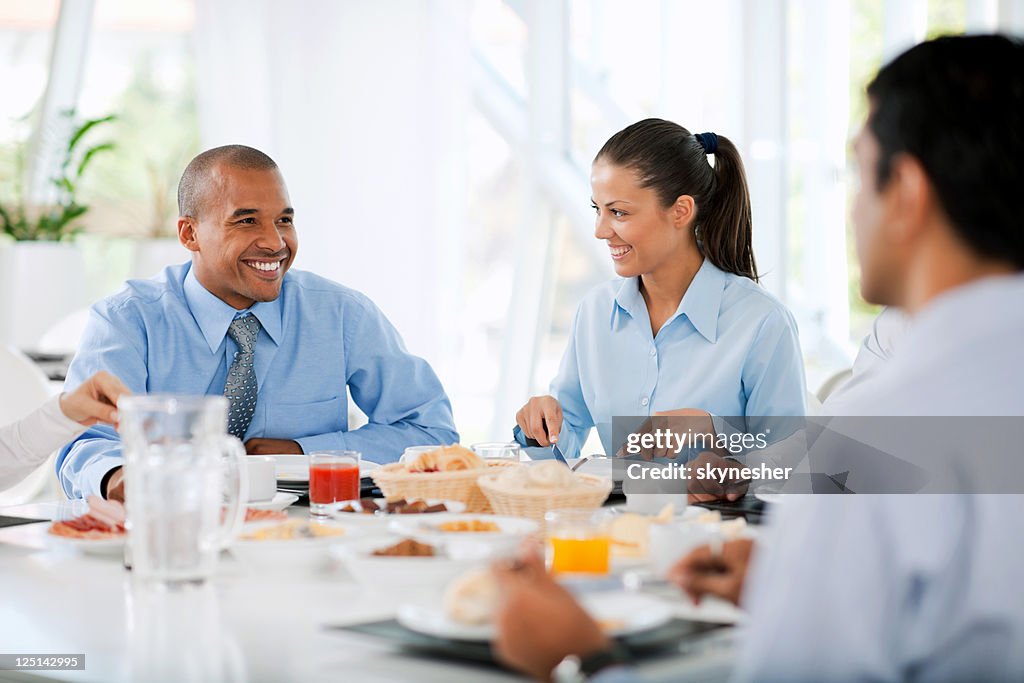 Businesspeople having a lunch break.