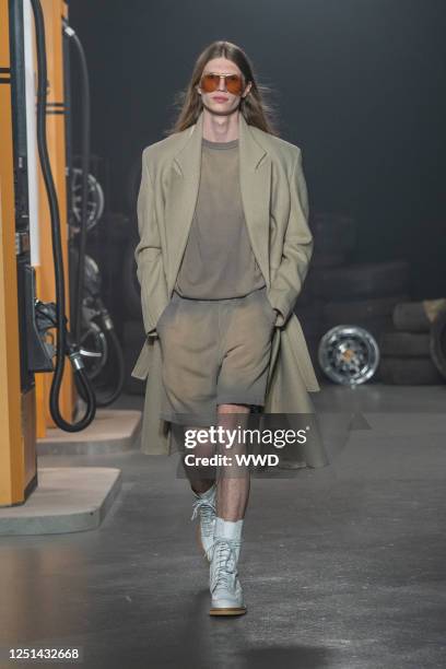 Model on the runway at Rhude RTW Men's Fall 2023 photographed on February 3, 2023 in Los Angeles, California.