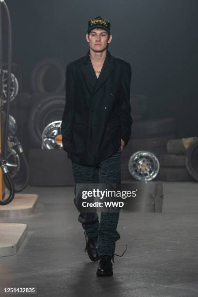 Model on the runway at Rhude RTW Men's Fall 2023 photographed on February 3, 2023 in Los Angeles, California.