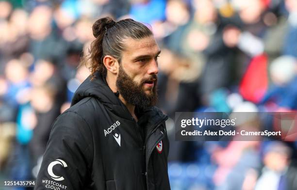 Reading's Andy Carroll leaves the field after the Sky Bet Championship between Preston North End and Reading at Deepdale on April 10, 2023 in...