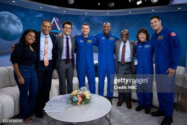 Al Roker, Sheinelle Jones, Craig Melvin and Jacob Soboroff with Artemis astronauts Reid Wiseman, Victor Glover, Christina Hammock Koch and Jeremy...