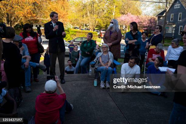 Former state Rep. Jim Wayne speaks at a vigil at Crescent Hill Presbyterian Church following the mass shooting at the Old National Bank on April 10,...