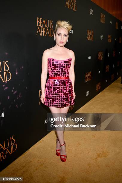 Zoe Lister-Jones at the Los Angeles premiere of "Beau Is Afraid" held at the Director's Guild of America on April 10, 2023 in Los Angeles, California.