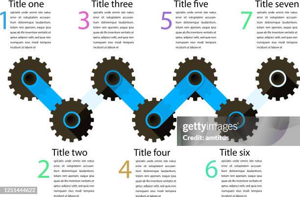 linked cogs infographics - lever vector stock illustrations