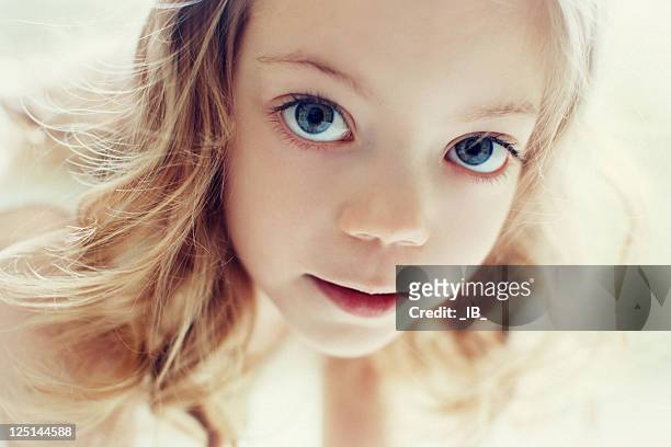 portrait of a beautiful girl with huge eyes - blue eyed soul stock pictures, royalty-free photos & images