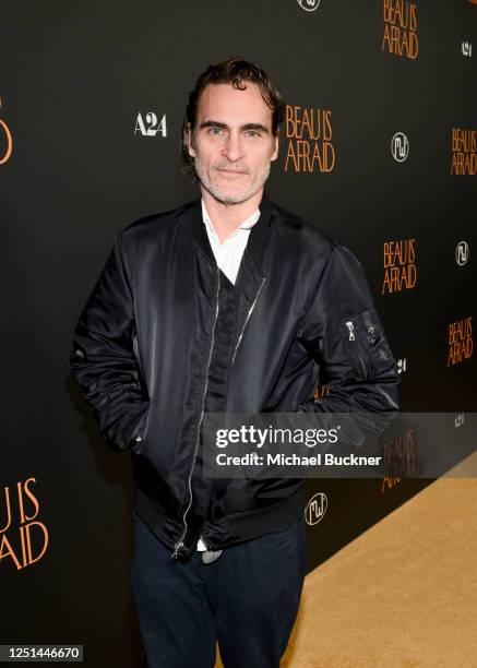 Joaquin Phoenix at the Los Angeles premiere of "Beau Is Afraid" held at the Director's Guild of America on April 10, 2023 in Los Angeles, California.