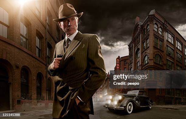 1940's black gangster - film noir style stock pictures, royalty-free photos & images