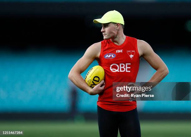 Hayden McLean of the Swans trains during a Sydney Swans AFL training session at Sydney Cricket Ground on June 23, 2020 in Sydney, Australia.