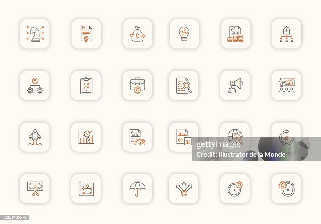 BUSINESS STRATEGY MULTI COLOR ICON SET