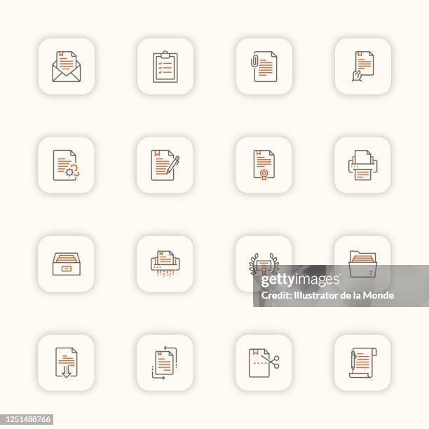 documents multi color icon set - software testing manager stock illustrations