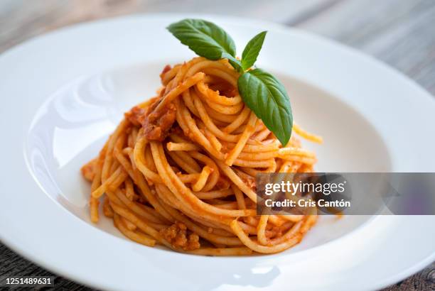 spaghetti bolognese - spaghetti bolognese fotografías e imágenes de stock