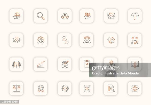 core values multi color icon set - vision and mission stock-grafiken, -clipart, -cartoons und -symbole