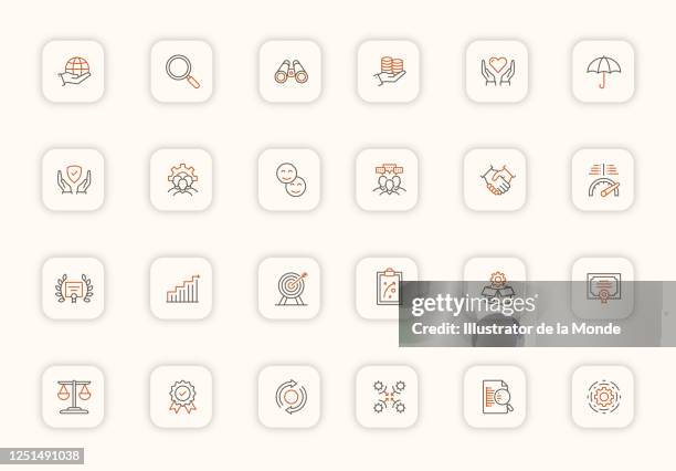core values multi color icon set - culture icon stock illustrations