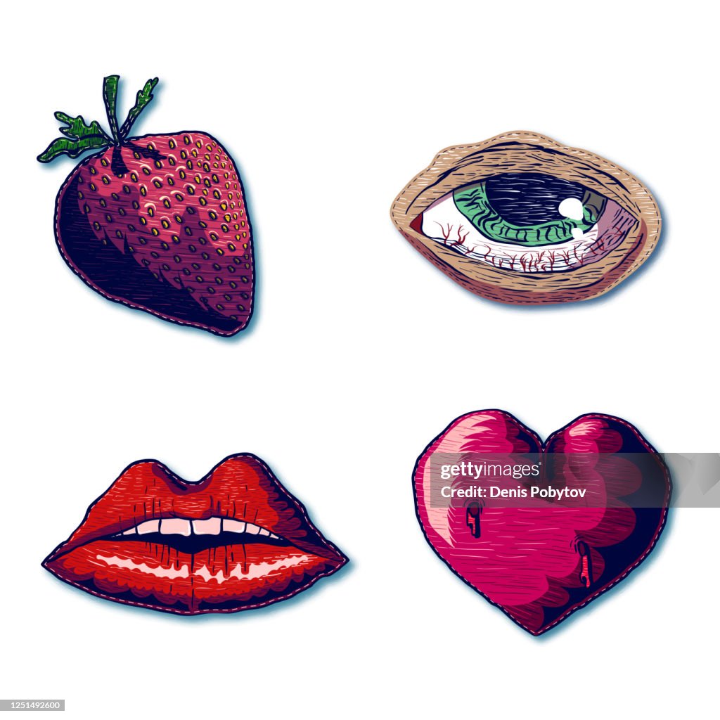 Hand-drawn cartoon set of icons - Patches.