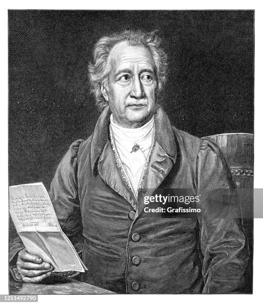 ilustraciones, imágenes clip art, dibujos animados e iconos de stock de johann wolfgang von goethe retrato de poeta alemán 1828 - johann wolfgang von goethe