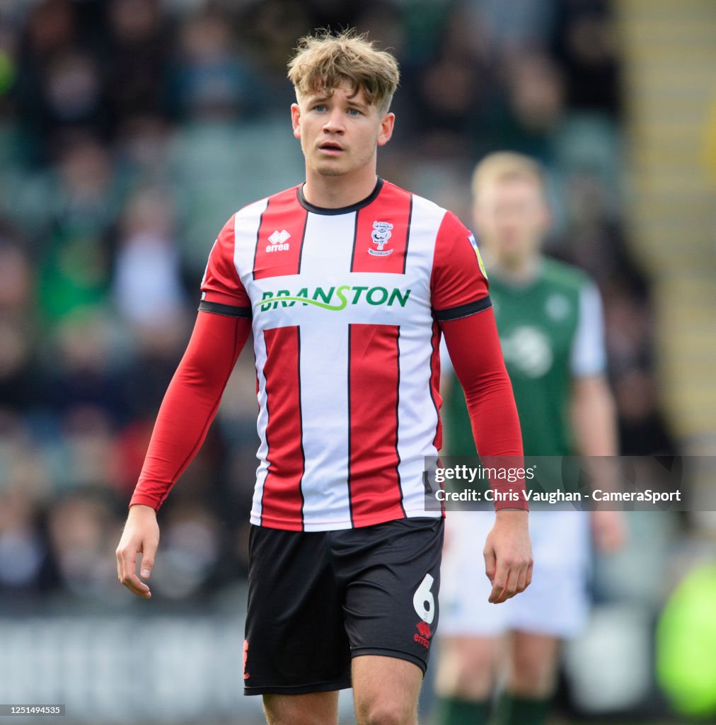 Max Sanders Lincoln City's Max Sanders during the Sky Bet League One between ...