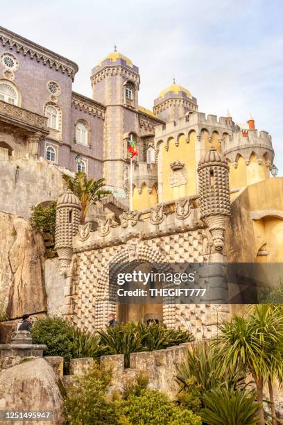 the palacio nacional sintra in the town of sintra - sintra portugal stock pictures, royalty-free photos & images