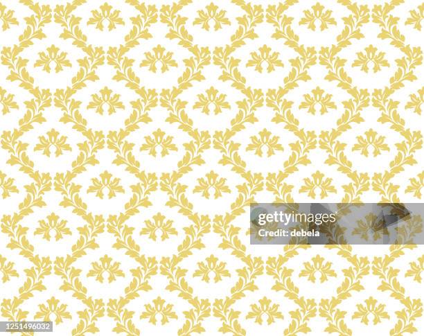 yellow damask luxury decorative textile pattern - damask background stock illustrations