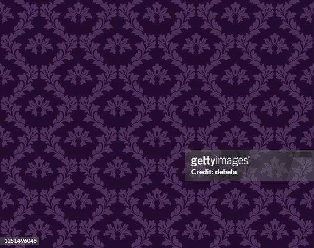 ilustraciones, imágenes clip art, dibujos animados e iconos de stock de patrón textil decorativo de lujo de damasco púrpura - tejido adamascado