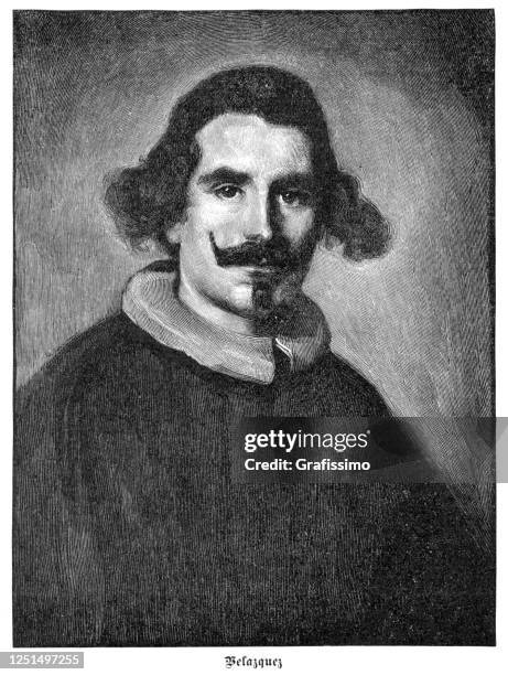 diego rodrÃguez de silva y velázquez spanish painter portrait 1899 - diego rodrÃguez de silva y velázquez artist stock illustrations