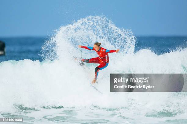 Isabella Nichols of Australia prior to surfing in Heat 1 of the Quarterfinals at the Rip Curl Pro Bells Beach on April 11, 2023 at Bells Beach,...