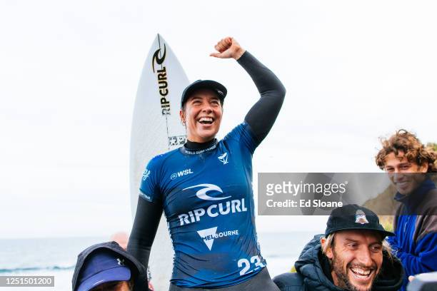 Two-time WSL Champion Tyler Wright of Australia wins the Rip Curl Pro Bells Beach on April 11, 2023 at Bells Beach, Victoria, Australia.