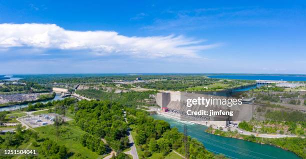 aerial panoramic of niagara river and niagara river recreation trail, ontario, canada - niagara falls canada stock pictures, royalty-free photos & images