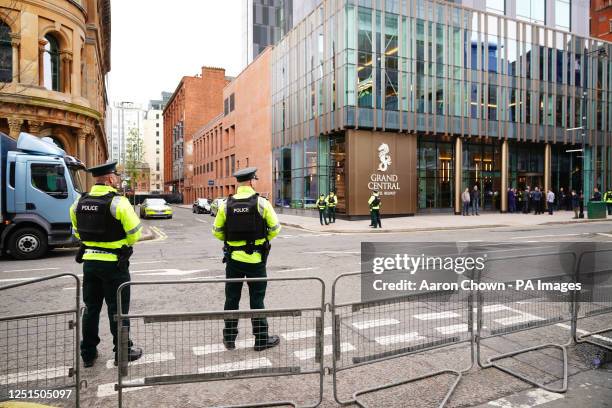 Police presence in Belfast city centre ahead of the arrival of US President Joe Biden for his visit to the island of Ireland. Picture date: Tuesday...