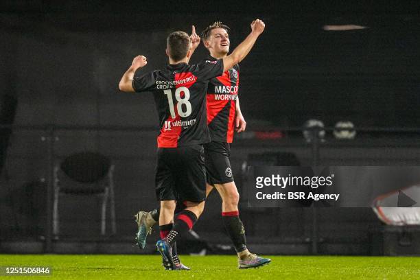 Stije Resink of Almere City FC celebrates the second goal during the Dutch Keukenkampioendivisie match between Almere City FC and Jong AZ at Yanmar...