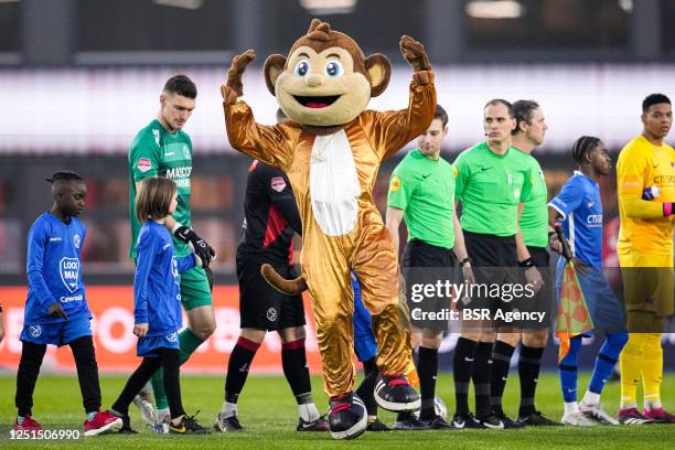 Mascot of Almere City FC during the Dutch Keukenkampioendivisie match between Almere City FC and Jong AZ at Yanmar Stadion on April 7, 2023 in...