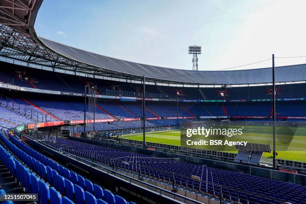 Nets hanging in Stadion Feijenoord to prevent fans from throwing stuff on to the field during the Dutch Eredivisie match between Feyenoord and RKC...