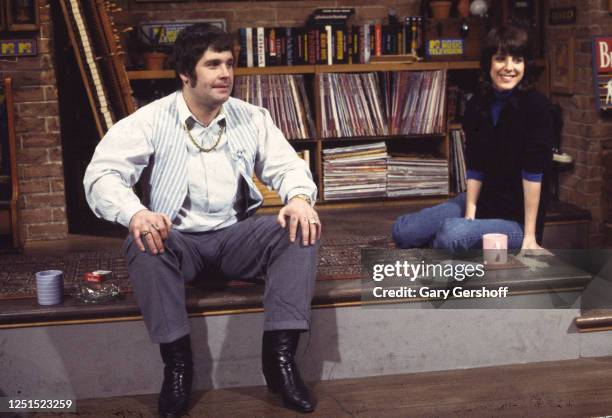 View of British Heavy Metal singer Ozzy Osbourne during an interview with MTV VJ Martha Quinn at MTV Studios, New York, New York, January 7, 1983.