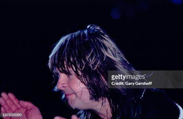 British Heavy metal singer Ozzy Osbourne performs, during the 'Blizzard of Ozz Tour,' onstage at Nassau Coliseum, Uniondale, New York, August 14,...