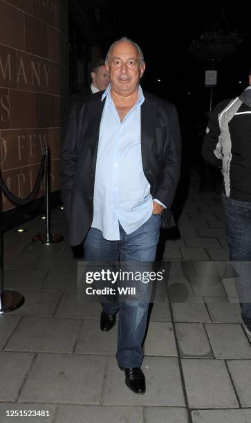 Sir Phillip Green leaving 'C' restaurant in Mayfair on May 29, 2013 in London, England.