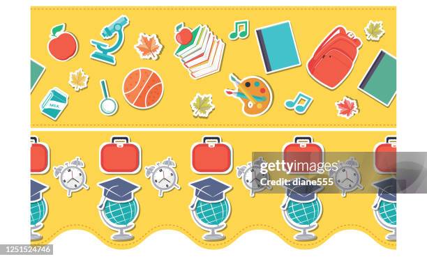 back to school bulletin board banners classroom decorations - elementary school classroom stock illustrations