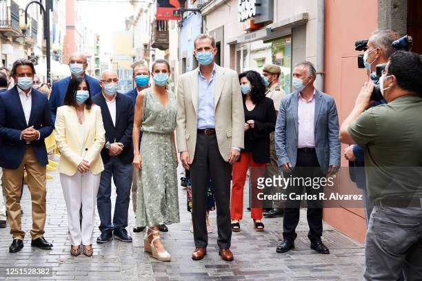 King Felipe VI of Spain and Queen Letizia of Spain visit the Pérez Galdós House-Museum, on the occasion of his Centennial on June 23, 2020 in Las...