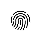 Fingerprint simple black icon, authentication symbol, line style vector illustration