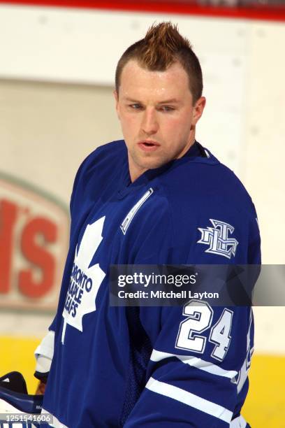 Bryan MCabe of the Toronto Maple Leafs looks on before a NHL hockey game against the Washington Capitals at MCI Center on January 17, 2003 in...