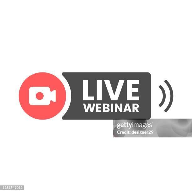 live webinar button flat design. - education logo stock illustrations