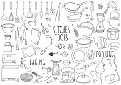Hand drawn illustration: kitchen tools