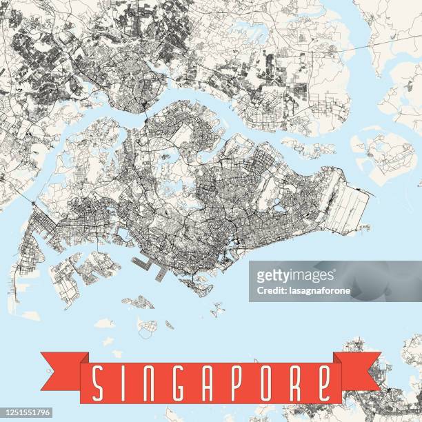 singapore vector map - singapore national flag stock illustrations