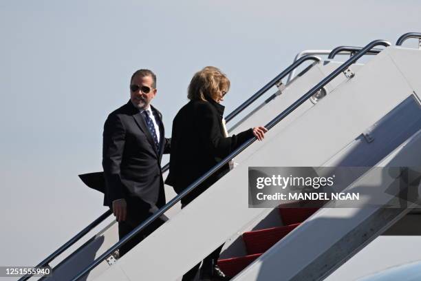 President Joe Biden's sister Valerie Biden , and son Hunter Biden , board Air Force One at Joint Base Andrews in Maryland on April 11, 2023.