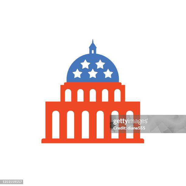 ilustraciones, imágenes clip art, dibujos animados e iconos de stock de icono de política y diseño plano electoral. edificio del capitolio de washington - capitol building washington dc