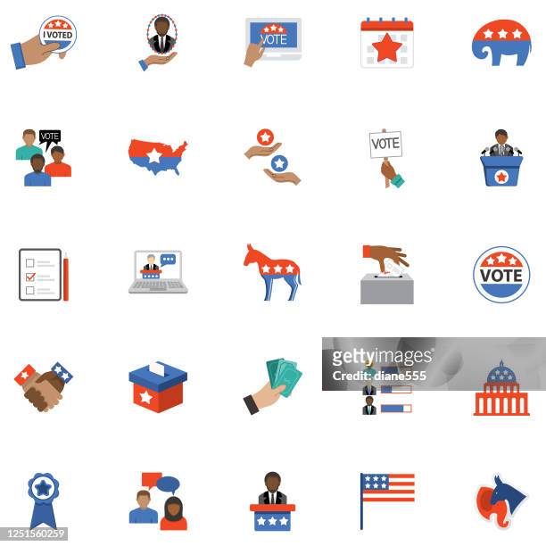politics and election flat design icon set - awards nomination party stock illustrations