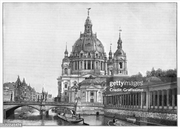 berlin cathedral illustration 1899 - berlin cathedral stock illustrations