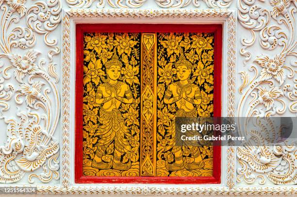 a window from a buddhist temple - bas relief stock pictures, royalty-free photos & images